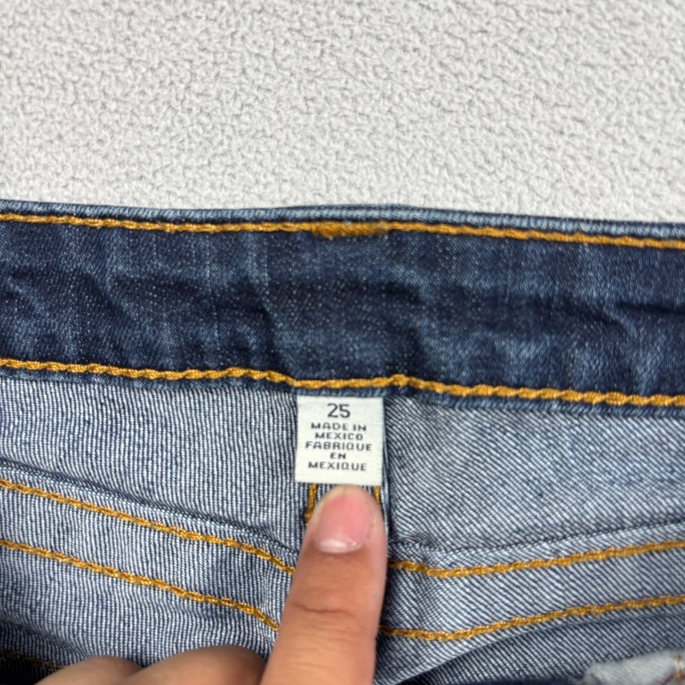 True Religion Womens Skinny Jeans Size 25 Dark Wash Orange Stitch Low Rise - Picture 4 of 8
